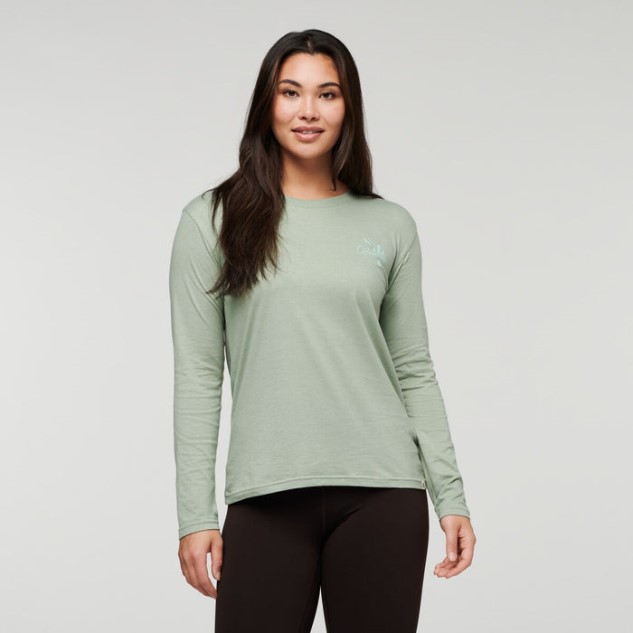 Merk Hello Lama Bio T-shirt Met Lange Mouwen Dames Cotopaxi Bladzilver