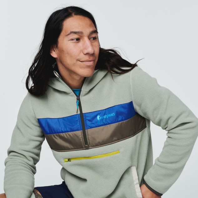 Grijze Steenoorsprong Cotopaxi Teca Fleece Jack Met Halve Rits En Capuchon Gerecycled Heren